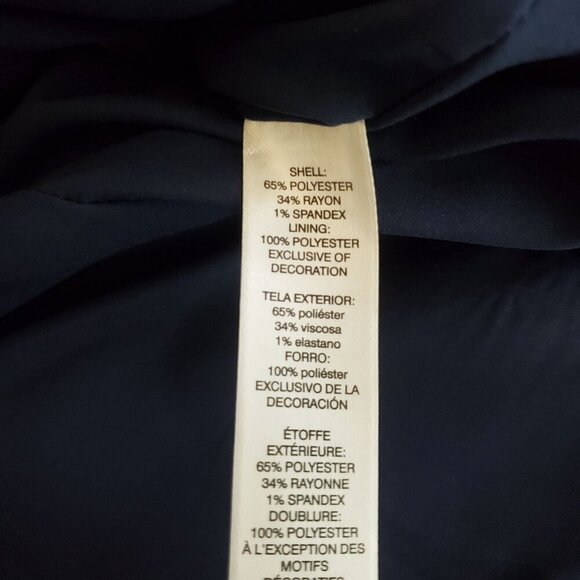 Chico's Military Jacket Size 3P US 16 Petite Navy Blue Gold Piping Hook & Eye‎ - Picture 4 of 12